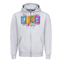 Heather Grey Love Easter Zipper Hoodie - CowhideDigitalArt