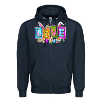 Navy Love Easter Zipper Hoodie - CowhideDigitalArt