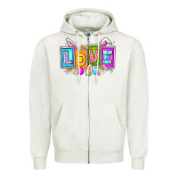 Oatmeal Heather Love Easter Zipper Hoodie - CowhideDigitalArt