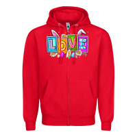 Red Love Easter Zipper Hoodie - CowhideDigitalArt