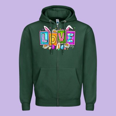 Love Easter Zipper Hoodie Designed By Cowhidedigitalart