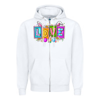 White Love Easter Zipper Hoodie - CowhideDigitalArt