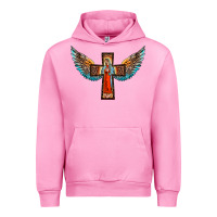 Fuchsia Pink our lady of guadalupe cross with wings Urban Hoodie - BarkalooDesign