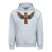 Heather Grey our lady of guadalupe cross with wings Urban Hoodie - BarkalooDesign