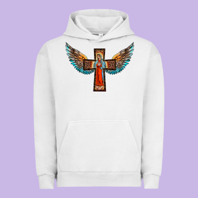 Our Lady Of Guadalupe Cross With Wings Urban Hoodie Designed By Barkaloodesign