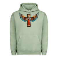 Pigment Oil Green our lady of guadalupe cross with wings Urban Hoodie - BarkalooDesign