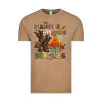 Vintage Coffee Flannels boots and bonfires Vintage Tee - NancyCooperArtShop