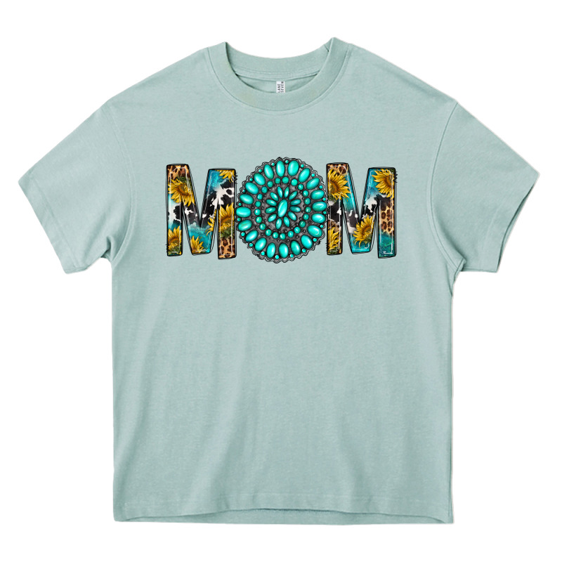 Western Mom With Turquoise Gemstone Heavy Core Tee by BundleAndBundleShop | Teevron