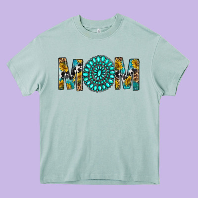 Western Mom With Turquoise Gemstone Heavy Core Tee Designed By Bundleandbundleshop