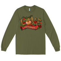 Army Green love christmas reindeer Long Sleeve Tee - CowGirlArtShop