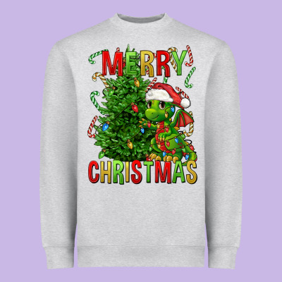 Merry Christmas Dragon Heavyweight Sweatshirt Designed By Fadigitalartstudio