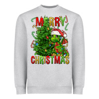 Heather Grey merry christmas dragon Heavyweight Sweatshirt - FaDigitalArtStudio