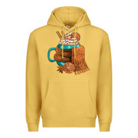Antique Gold Winter Coffee Cup With Scarf Premium Hoodie - FaDigitalArtStudio