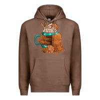 Chestnut Winter Coffee Cup With Scarf Premium Hoodie - FaDigitalArtStudio