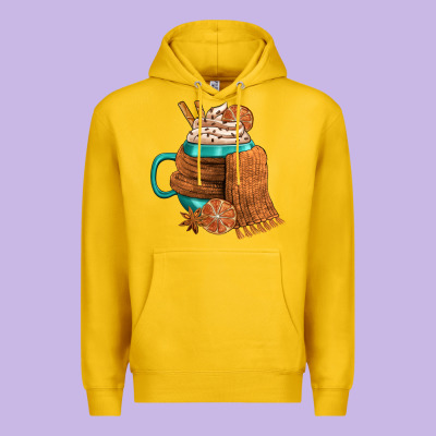Winter Coffee Cup With Scarf Premium Hoodie Designed By Fadigitalartstudio