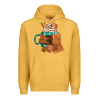 Mustard Winter Coffee Cup With Scarf Premium Hoodie - FaDigitalArtStudio
