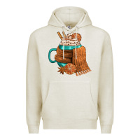 Oatmeal Heather Winter Coffee Cup With Scarf Premium Hoodie - FaDigitalArtStudio
