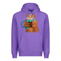 Purple Winter Coffee Cup With Scarf Premium Hoodie - FaDigitalArtStudio