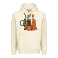 Sandshell Winter Coffee Cup With Scarf Premium Hoodie - FaDigitalArtStudio