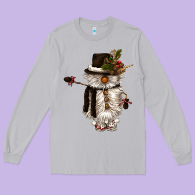 Snowman Gnome Long Sleeve Tee Designed By Cowgirlartshop