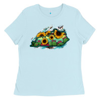 Baby Blue Kentucky map sunflower cactus serape Ladies Tee - RanaPortraitStore