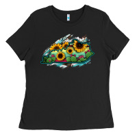Black Kentucky map sunflower cactus serape Ladies Tee - RanaPortraitStore