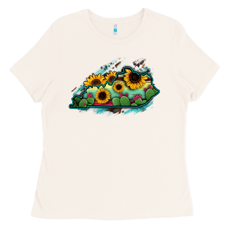 Kentucky Map Sunflower Cactus Serape Ladies Tee by RanaPortraitStore | Teevron