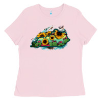Bubblegum Pink Kentucky map sunflower cactus serape Ladies Tee - RanaPortraitStore