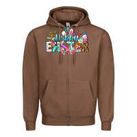 Chestnut Happy Easter Bunny Zipper Hoodie - CowhideDigitalArt