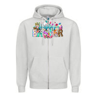 Dove Grey Happy Easter Bunny Zipper Hoodie - CowhideDigitalArt