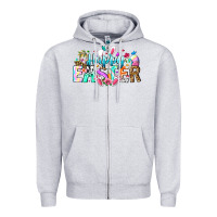 Heather Grey Happy Easter Bunny Zipper Hoodie - CowhideDigitalArt