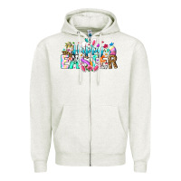 Oatmeal Heather Happy Easter Bunny Zipper Hoodie - CowhideDigitalArt
