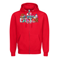 Red Happy Easter Bunny Zipper Hoodie - CowhideDigitalArt