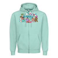 Seafoam Happy Easter Bunny Zipper Hoodie - CowhideDigitalArt