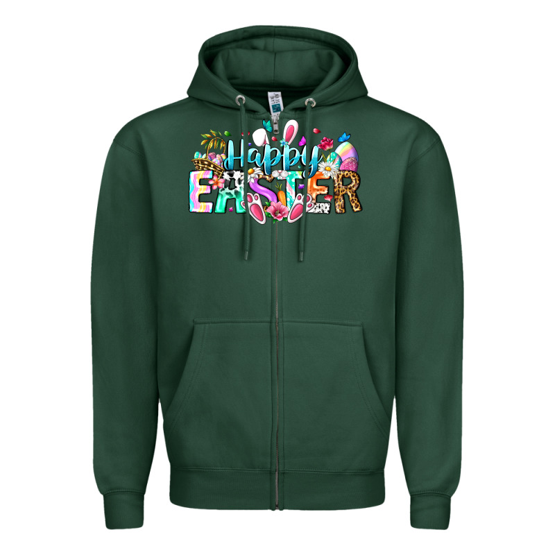 Happy Easter Bunny Zipper Hoodie by CowhideDigitalArt | Teevron