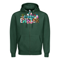 Sports Green Happy Easter Bunny Zipper Hoodie - CowhideDigitalArt