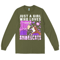 Army Green anime cat anime stuff Long Sleeve Tee - lanVoArt