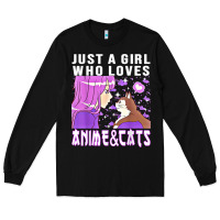 Black anime cat anime stuff Long Sleeve Tee - lanVoArt