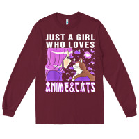 Burgundy anime cat anime stuff Long Sleeve Tee - lanVoArt