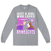 Heather Grey anime cat anime stuff Long Sleeve Tee - lanVoArt