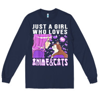 Navy anime cat anime stuff Long Sleeve Tee - lanVoArt