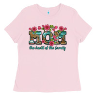 Bubblegum Pink mom the heart of the family Ladies Tee - Artiststas