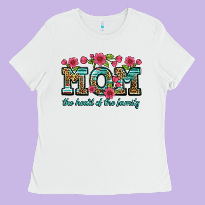 Mom The Heart Of The Family Ladies Tee Designed By Artiststas