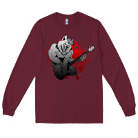 Burgundy Guitar Player Gift Guitarist Guitar Long Sleeve Tee - lanVoArt