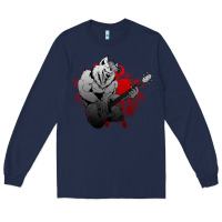 Navy Guitar Player Gift Guitarist Guitar Long Sleeve Tee - lanVoArt