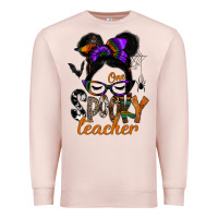 Pale Pink one spooky teacher Premium Sweatshirt - SublimationCraftShop