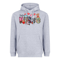 Heather Grey Nurse Valentines Day Heavyweight Hoodie - CowhideDigitalArt