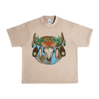 French Oak floral feather bull skull Urban Heavy Tee - JahusDesignShop