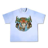 Grape Ice floral feather bull skull Urban Heavy Tee - JahusDesignShop
