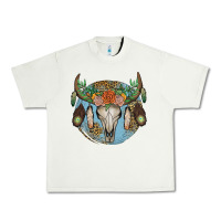 Pistachio floral feather bull skull Urban Heavy Tee - JahusDesignShop